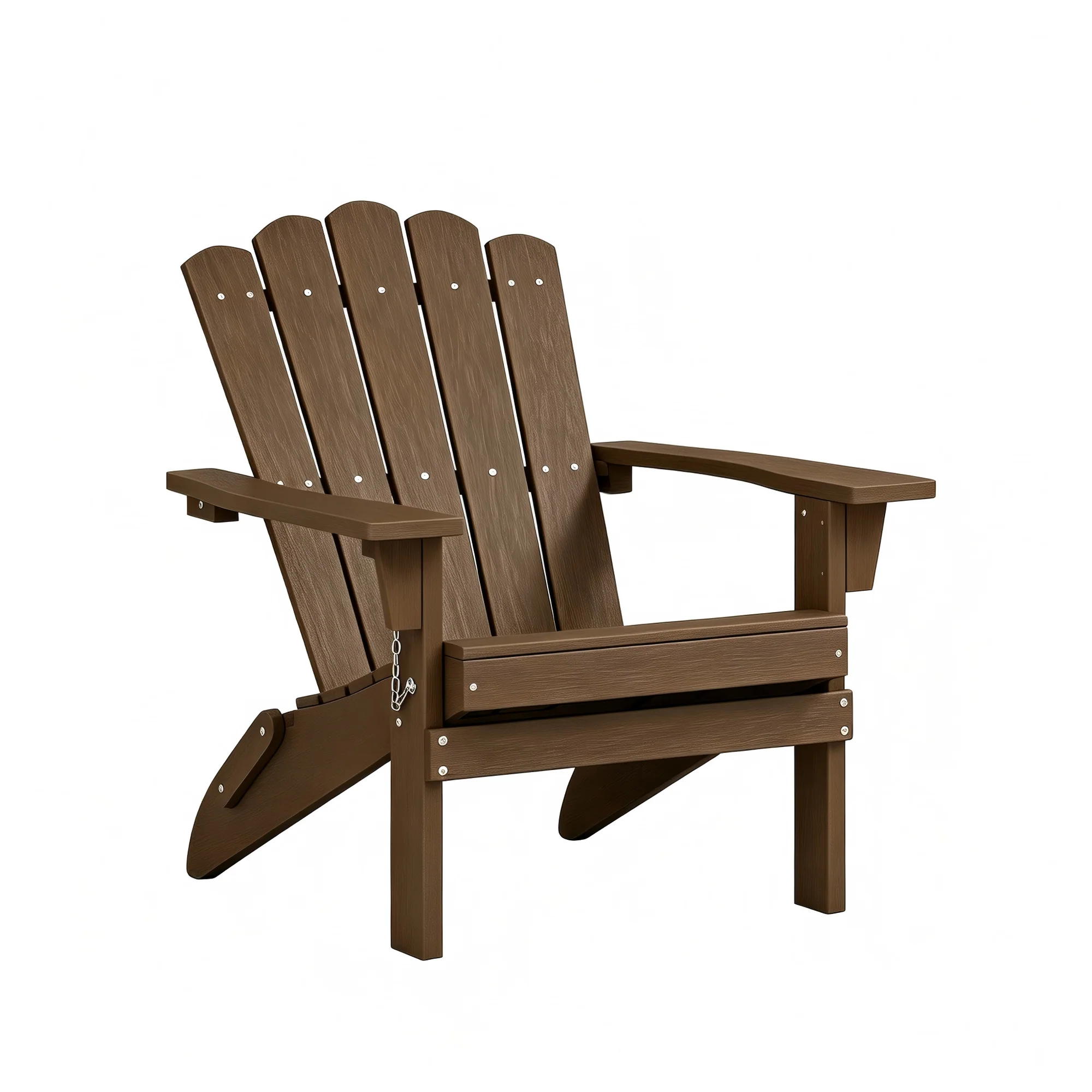 Folding HDPE Adirondack Chair, Weather-Resistant Patio Chair with Wide Armrests & High Backrest, Fire Pit Chair for Garden, Backyard, Porch,Brown