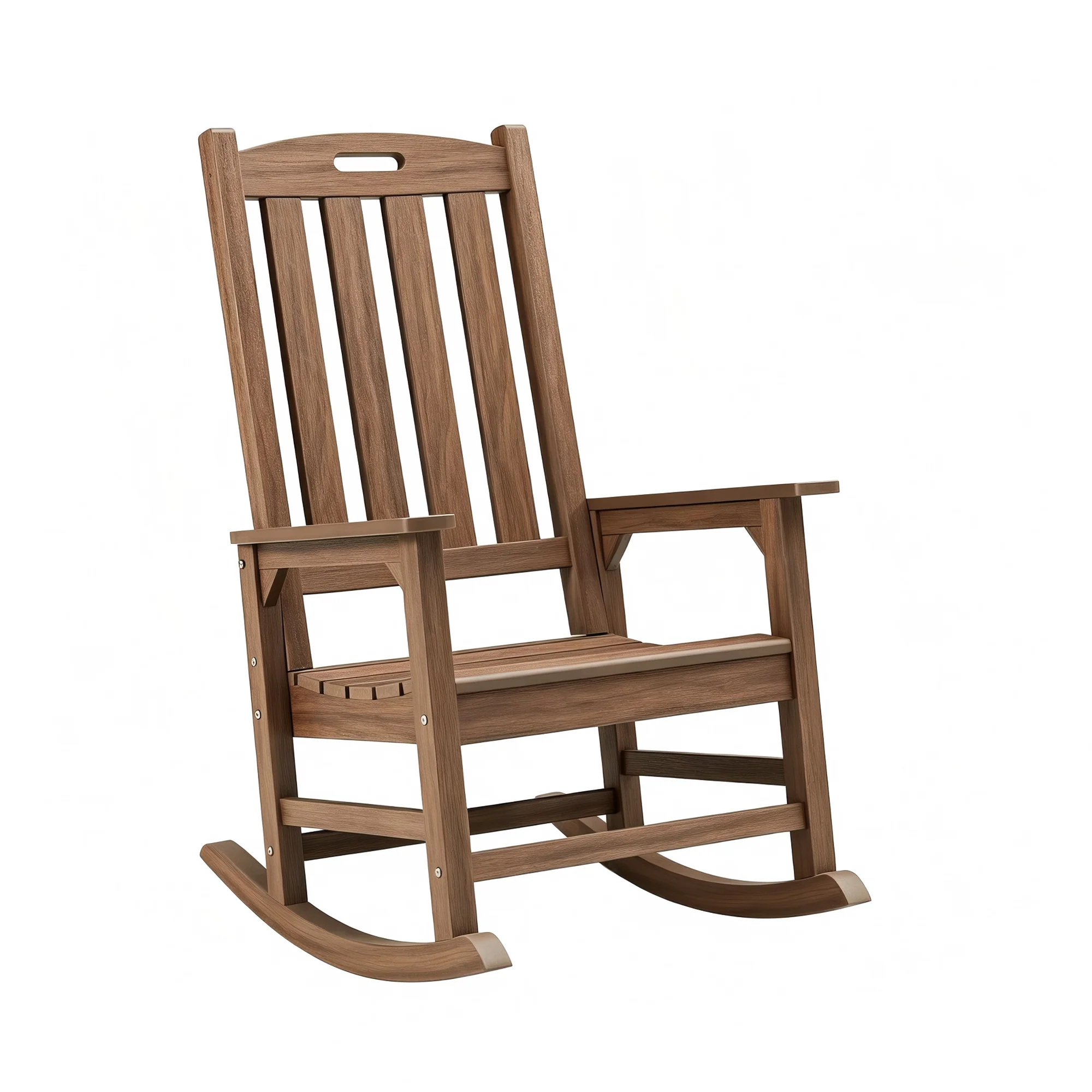 Oversized Outdoor Rocking Chair, HIPS Porch Rocker (Dark Brown) High Back Rocking Chairs for Adult, 350lbs Weight Capacity, All-Weather Patio Rocker for Garden Balcony