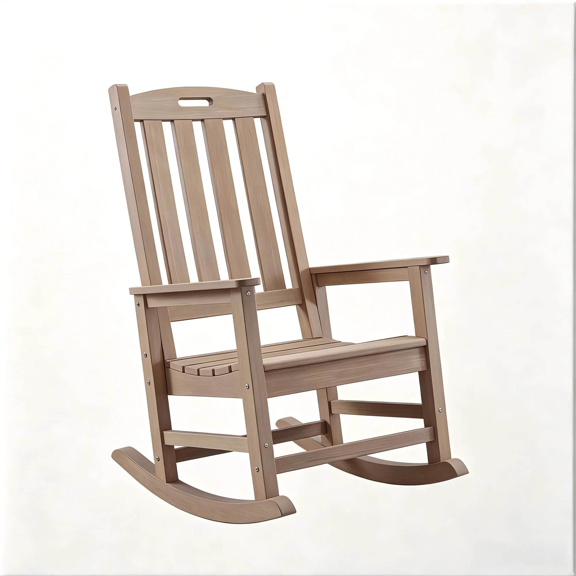 Oversized Outdoor Rocking Chair, HIPS Porch Rocker (Brown) High Back Rocking Chairs for Adult, 350lbs Weight Capacity, All-Weather Patio Rocker for Garden Balcony