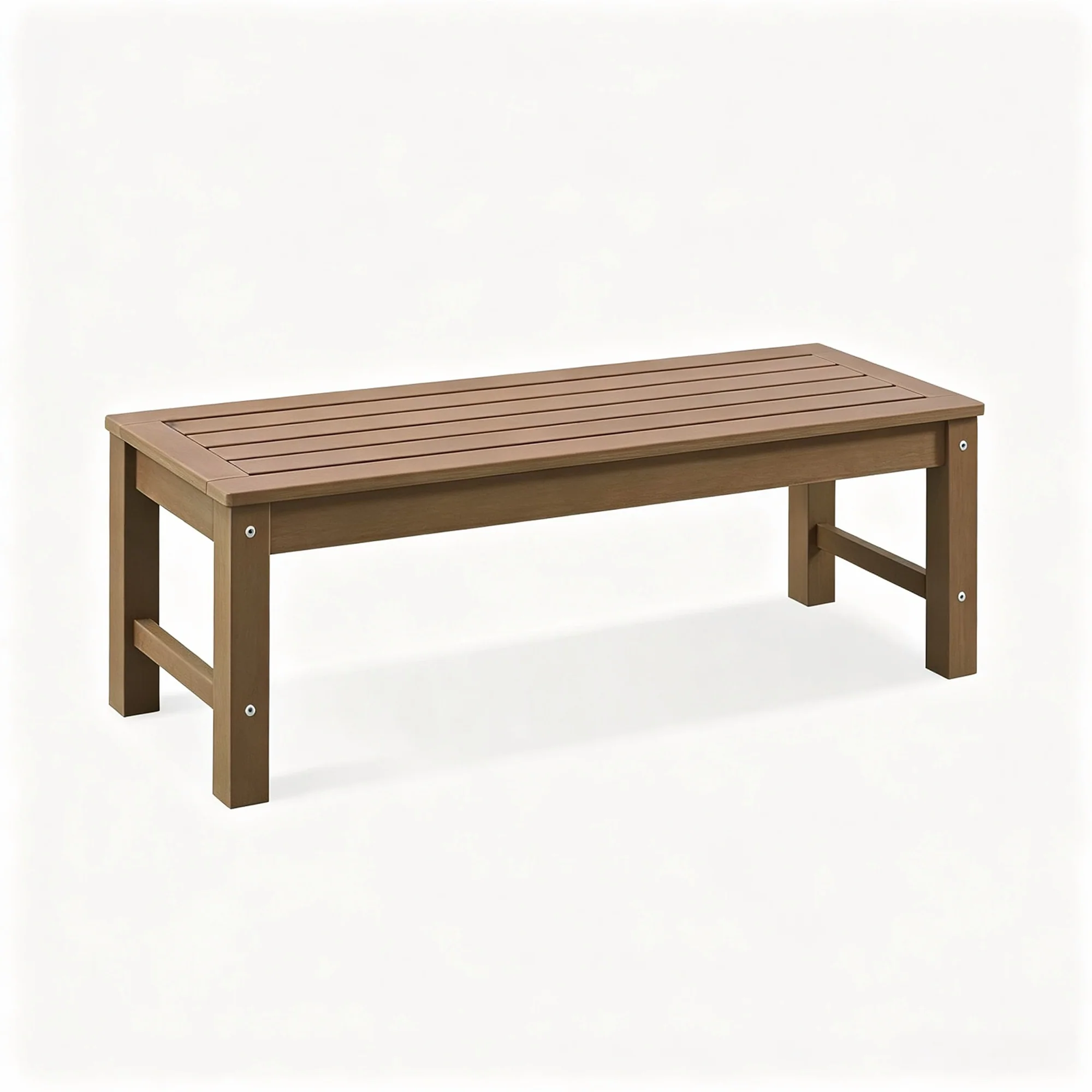 47" Backless HIPS Outdoor Bench for 2-Person, Brown All-Weather Garden Benches , 700 Lbs Weight Capacity, Poly Lumber Patio Furniture Bench for Porch, Park and Entryway