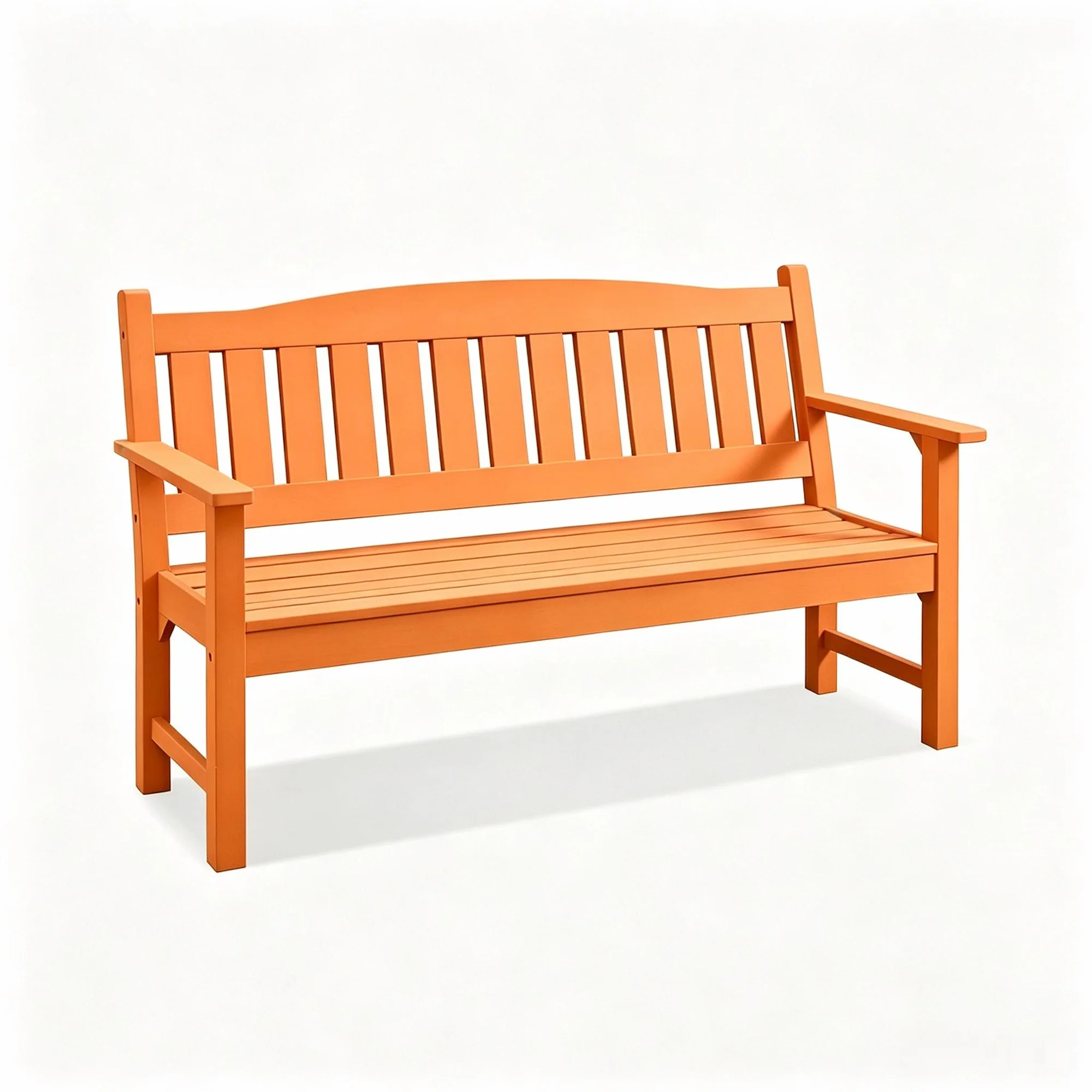 3-Person Poly Lumber Outdoor Bench Weatherproof, 800 Lbs, Orange All-Weather Rot Resistant Memorial Bench Patio Seating Wood-Look Recycled Outdoor Furniture for Park, Garden, Porch, Balcony