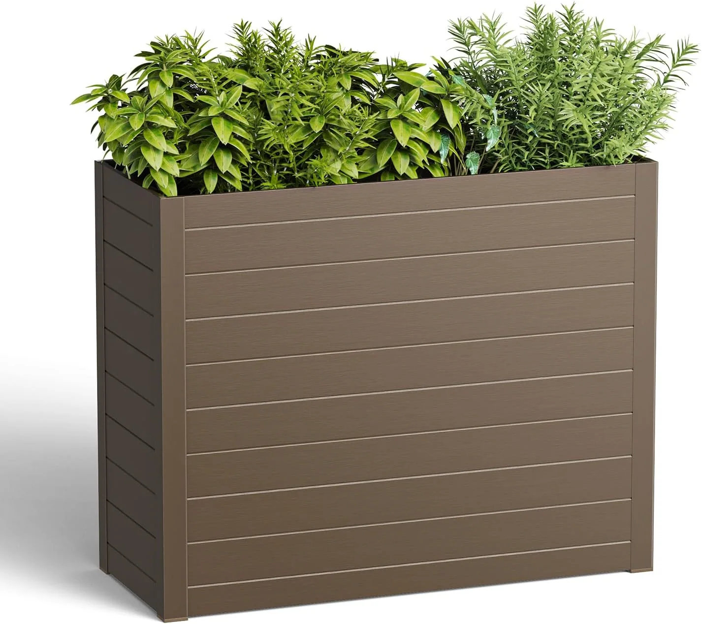 Large Rectangular Planter Box with Drain Tray,30" Lx12 Wx24 H, Brown All-Weather Durable Outdoor Planter Box with Drainage Holes & Removable Shelf, For Tall Small Plants, Trees, Flowers