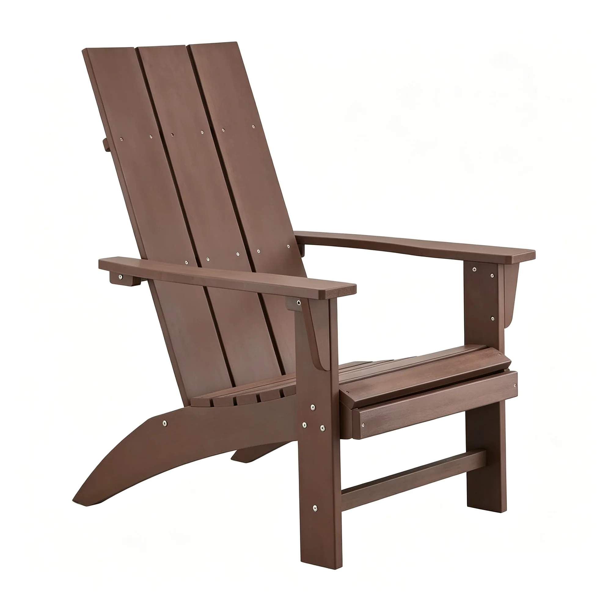 Modern Adirondack Chairs 1 PC, Brown Poly Lumber Patio Chairs,350Lbs Support, All Weather Patio Chairs for Fire Pit Deck Backyard Patio Outdoor Garden