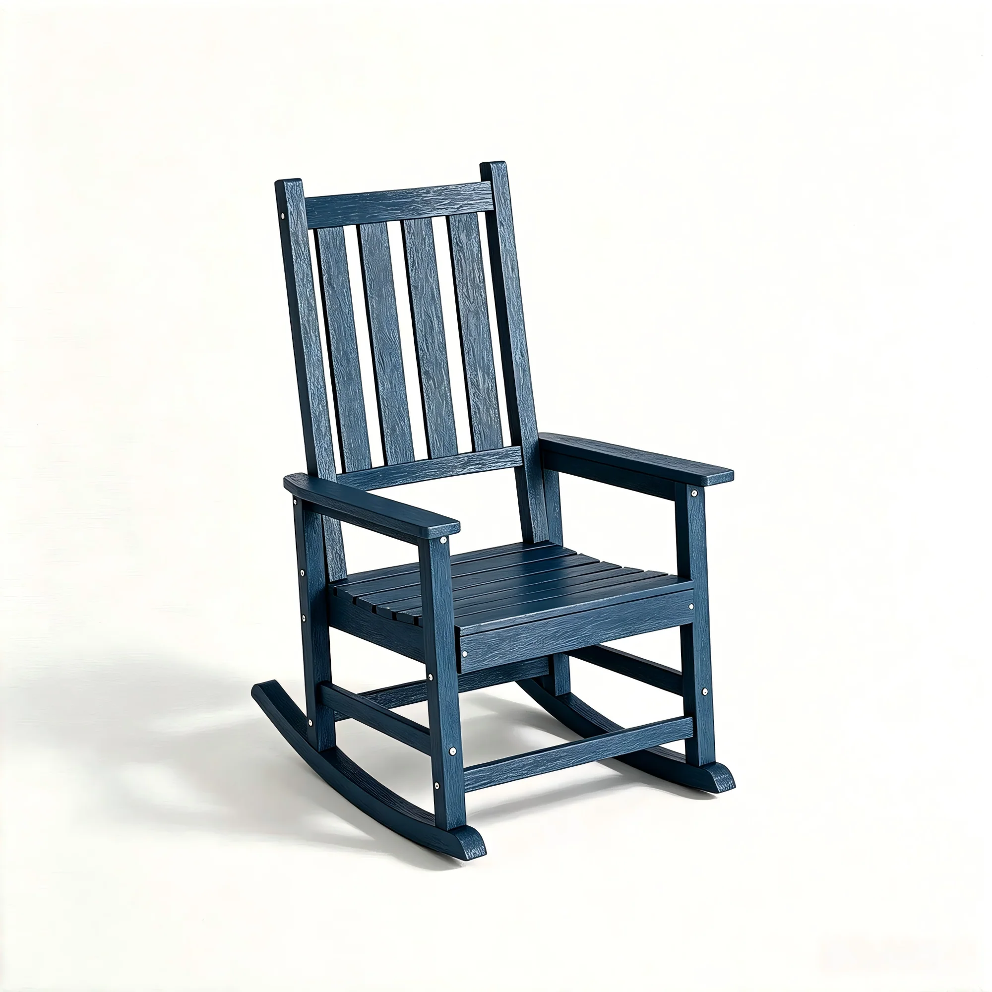 Oversized Rocking Chair with High Back, HDPE Porch Rocker, Blue HDPE Outdoor Rocking Chairs for for Adult, Weather Resistant & Anti-Fade Rocking Chair for Outside