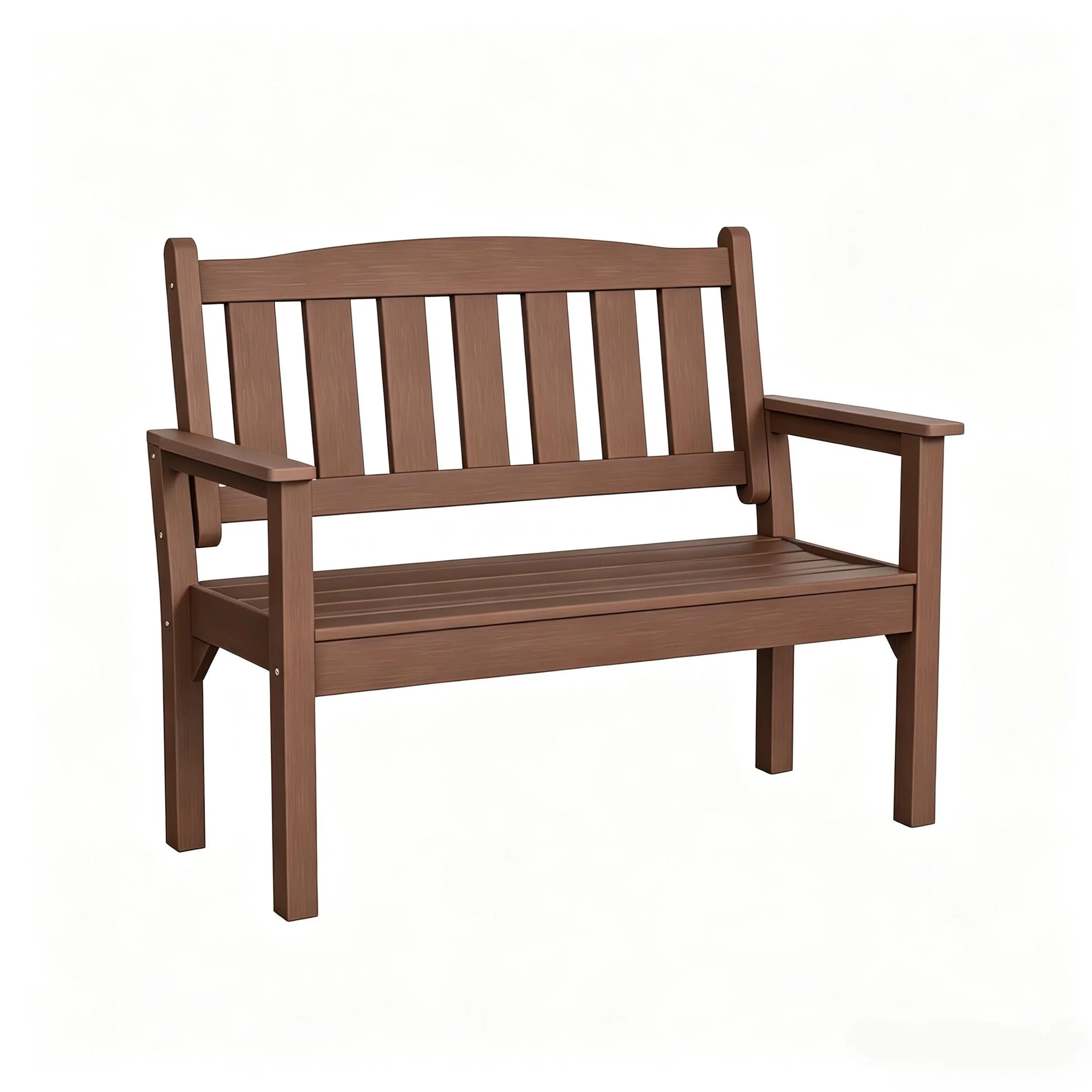 2-Person Poly Lumber Outdoor Garden Bench 700 Lbs Capacity, Brown Weatherproof Memorial Bench Rot-Resistant All-Weather Patio Seating Furniture Heavy-duty for Park,Porch,Balcony and Church