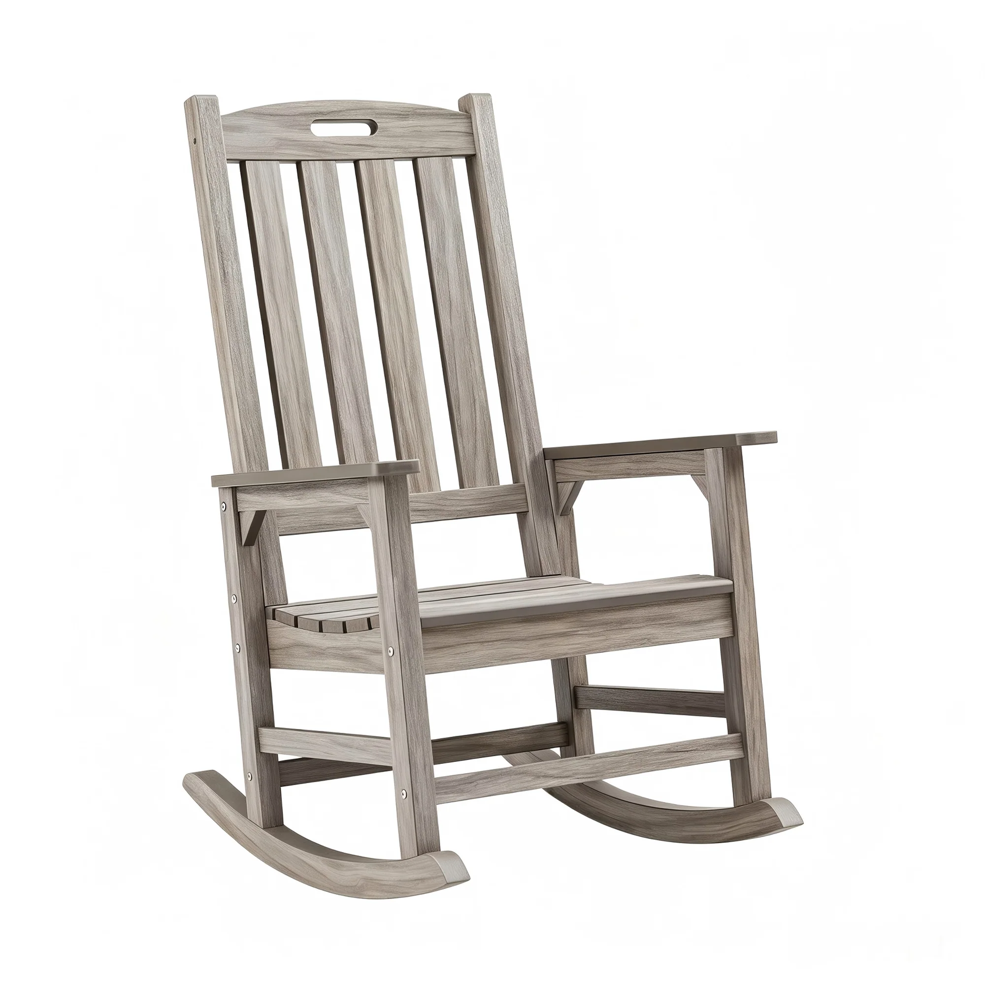 Oversized Outdoor Rocking Chair, HIPS Porch Rocker (Light Gray) High Back Rocking Chairs for Adult, 350lbs Weight Capacity, All-Weather Patio Rocker for Garden Balcony