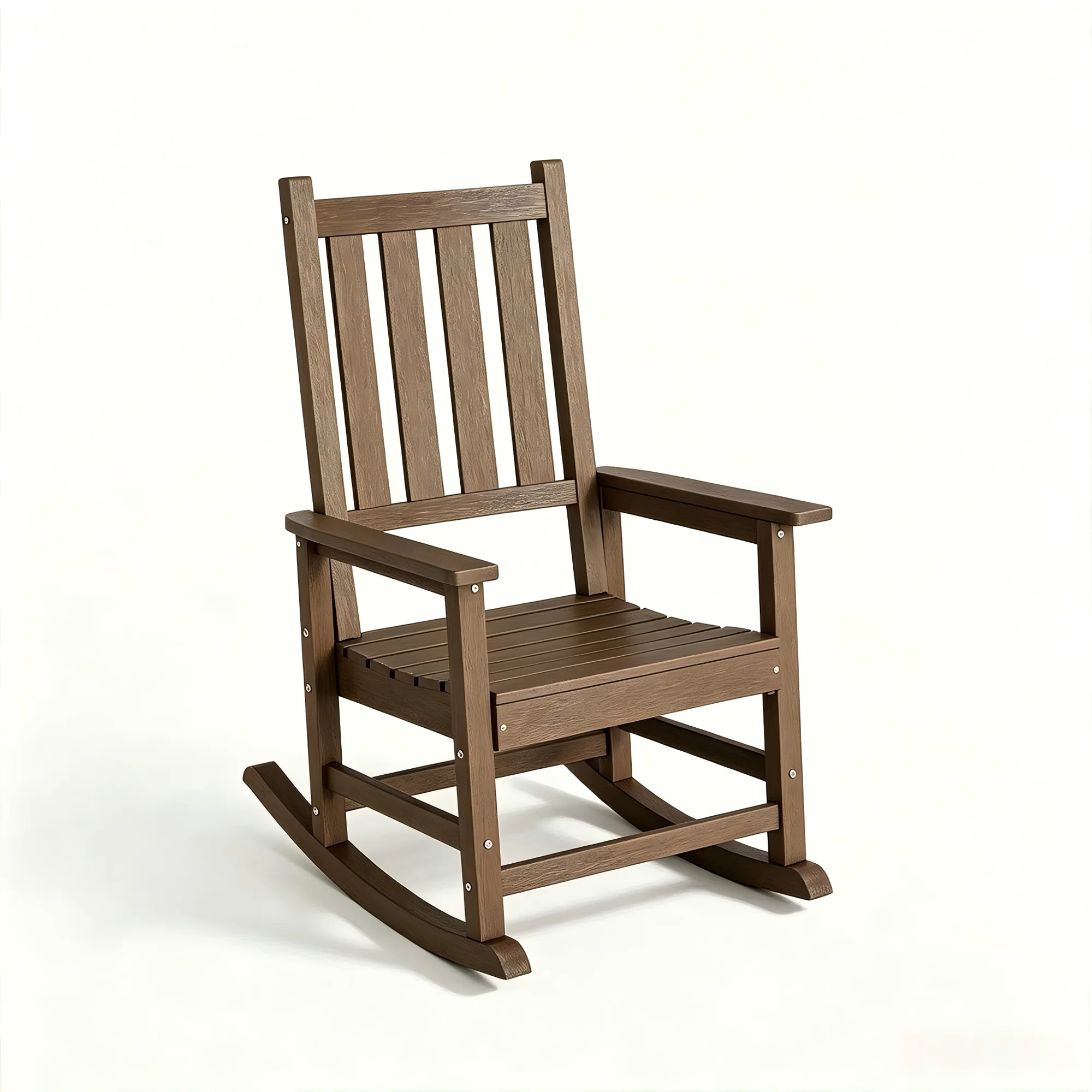 Oversized Rocking Chair with High Back, HDPE Porch Rocker, Brown HDPE Outdoor Rocking Chairs for for Adult, Weather Resistant & Anti-Fade Rocking Chair for Outside