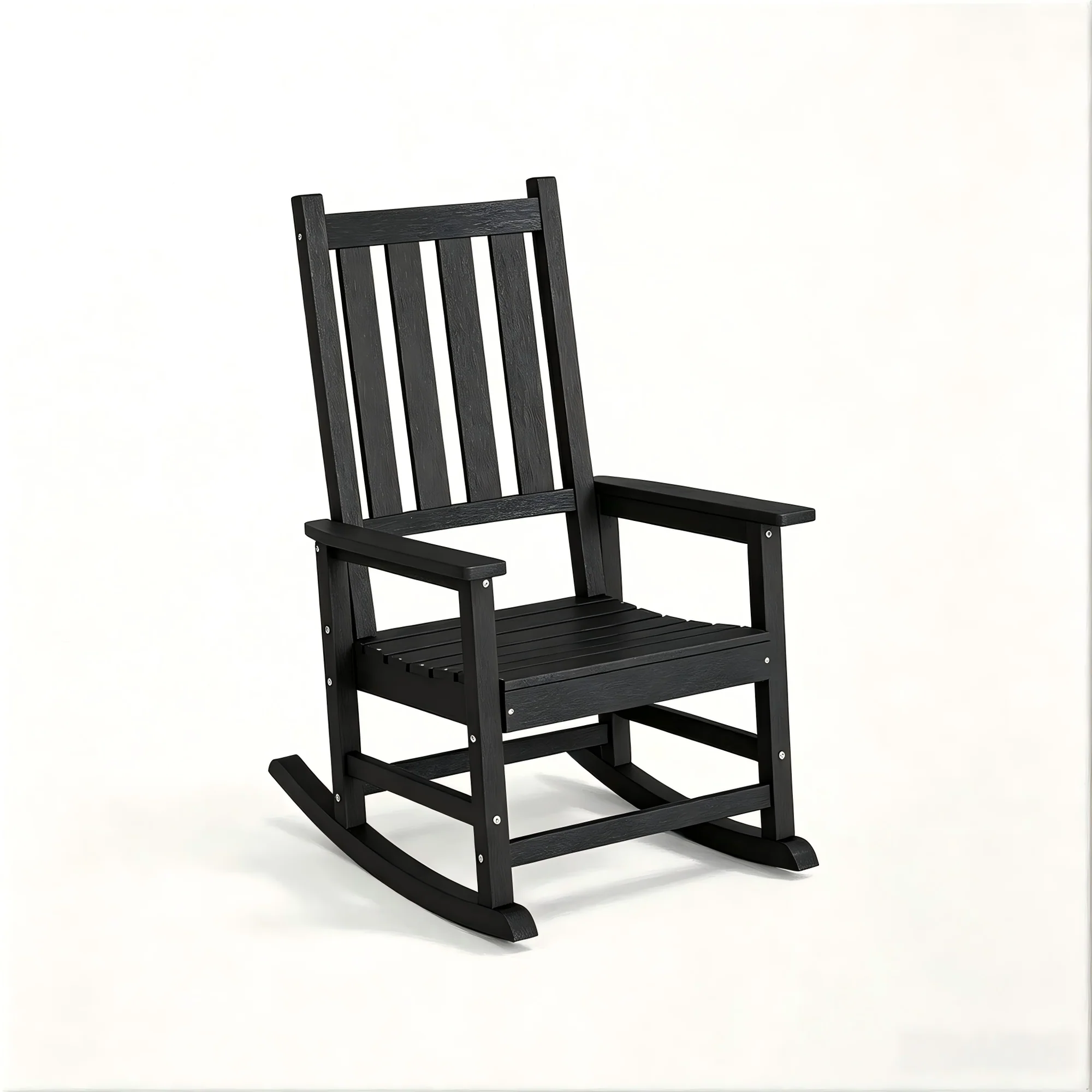 Oversized Rocking Chair with High Back, HDPE Porch Rocker, Black HDPE Outdoor Rocking Chairs for for Adult, Weather Resistant & Anti-Fade Rocking Chair for Outside