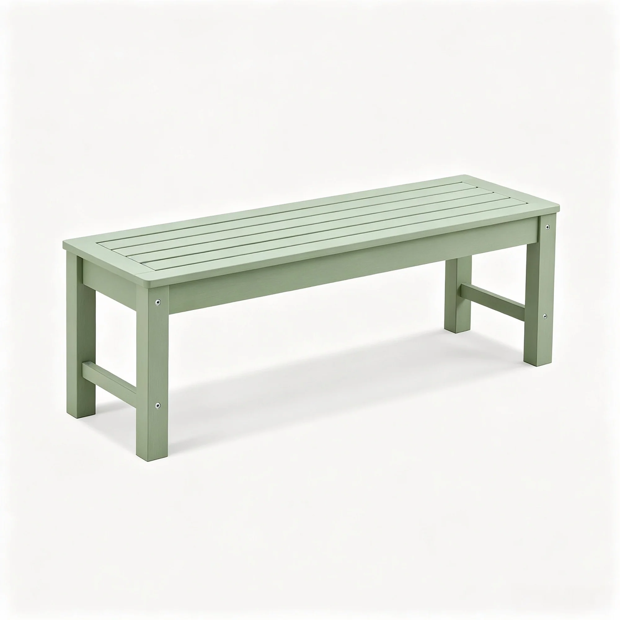 47" Backless HIPS Outdoor Bench for 2-Person, Green All-Weather Garden Benches , 700 Lbs Weight Capacity, Poly Lumber Patio Furniture Bench for Porch, Park and Entryway