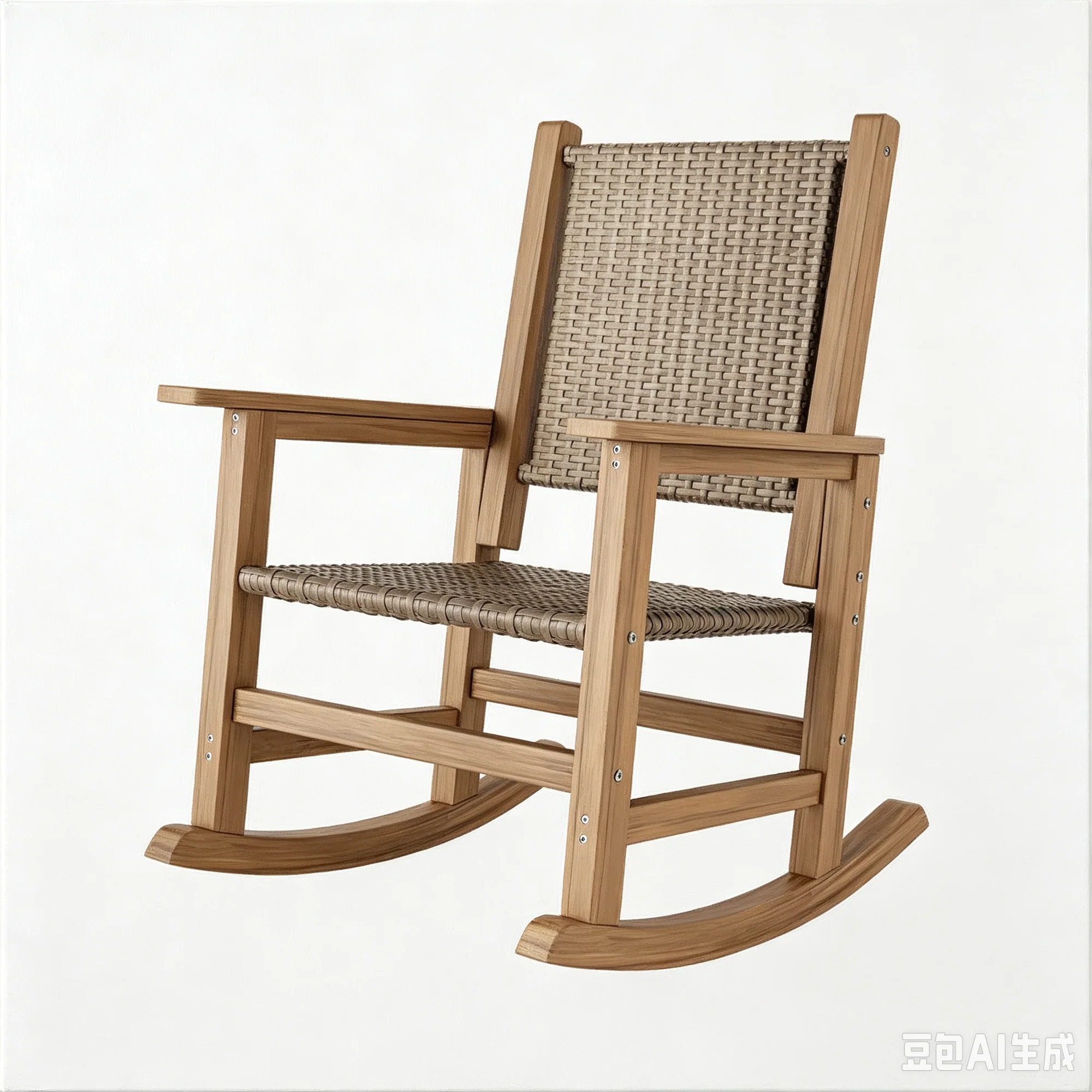 HDPE Outdoor Rocking Chair, All-Weather Wicker Porch Rocker, Light Brown Durable HDPE frame with woven seat and back, weather-resistant, ideal for porch, patio, garden, lawn, balcony and outdoor use