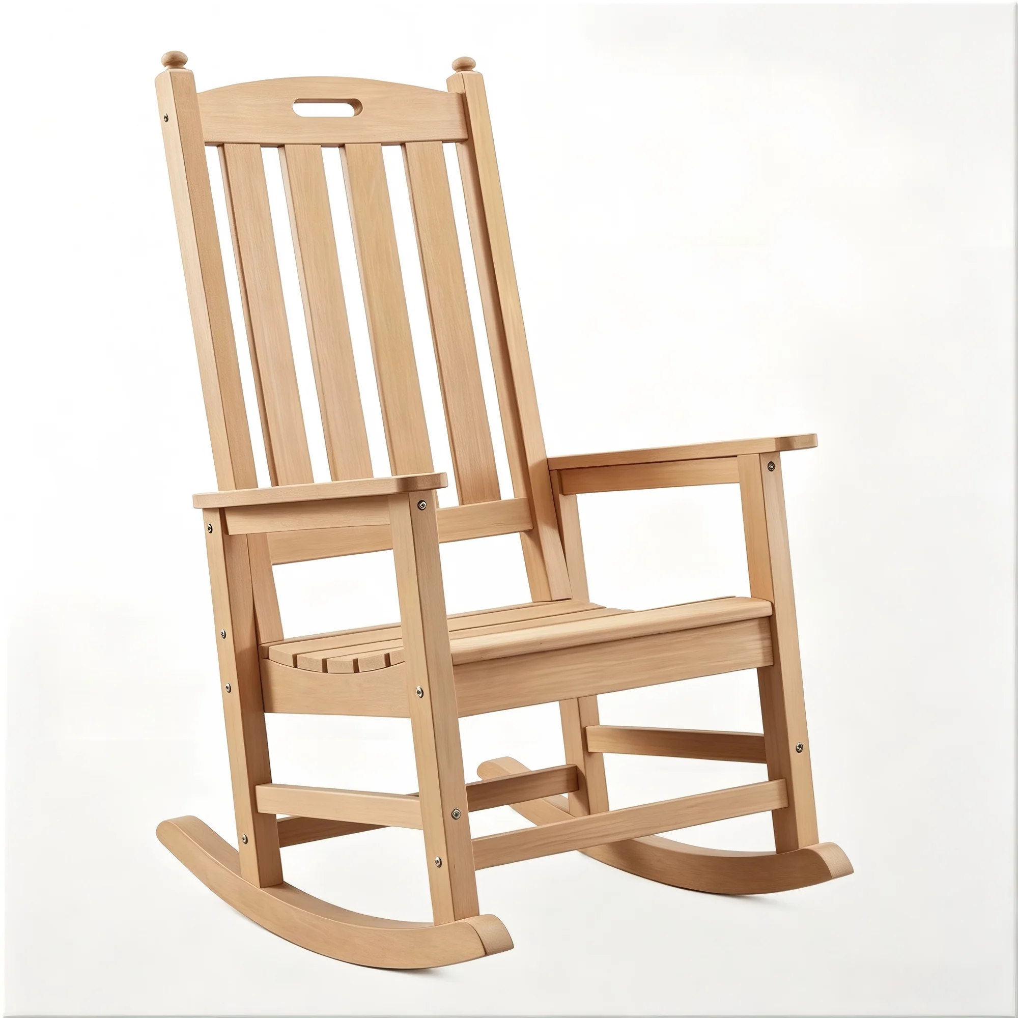 Oversized Outdoor Rocking Chair, HIPS Porch Rocker (Teak) High Back Rocking Chairs for Adult, 350lbs Weight Capacity, All-Weather Patio Rocker for Garden Balcony
