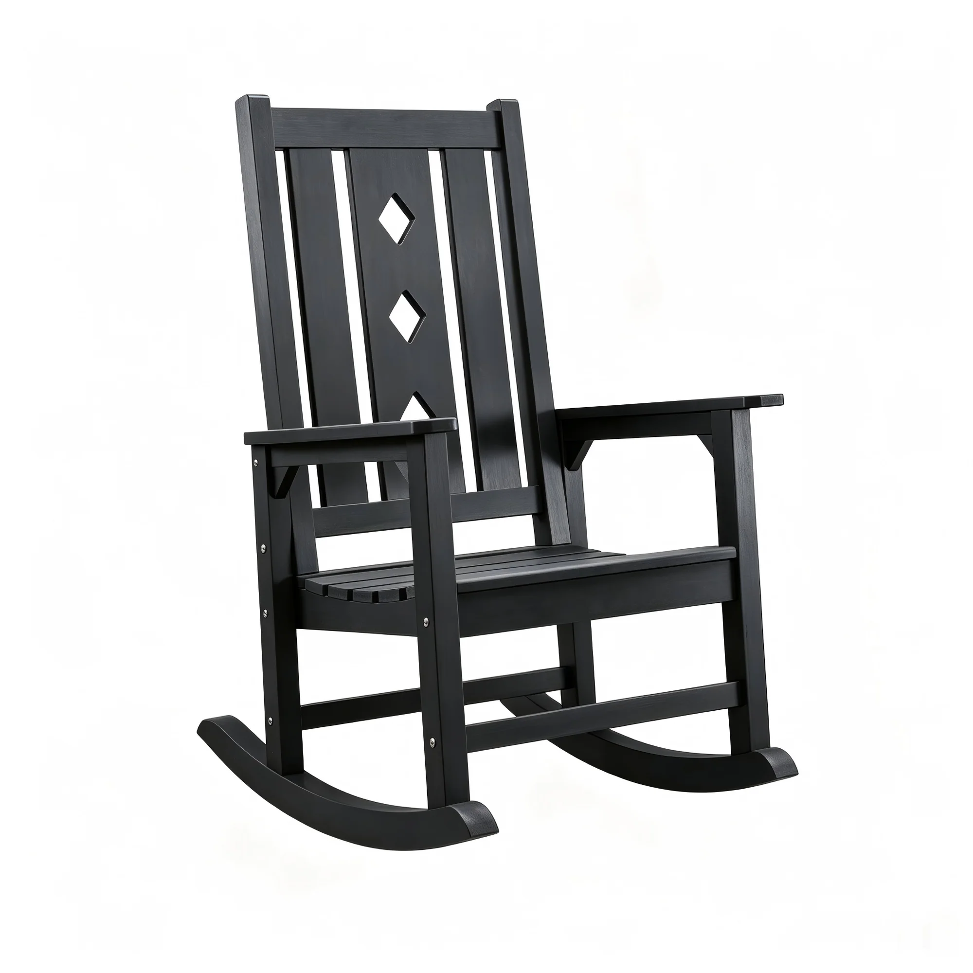 Oversized Outdoor Rocking Chair, Porch Rocker with High Back - Black All Weather Resistant rocking chair for Lawn Garden, HIPS Patio Rocker with 350lbs Weight Capacity