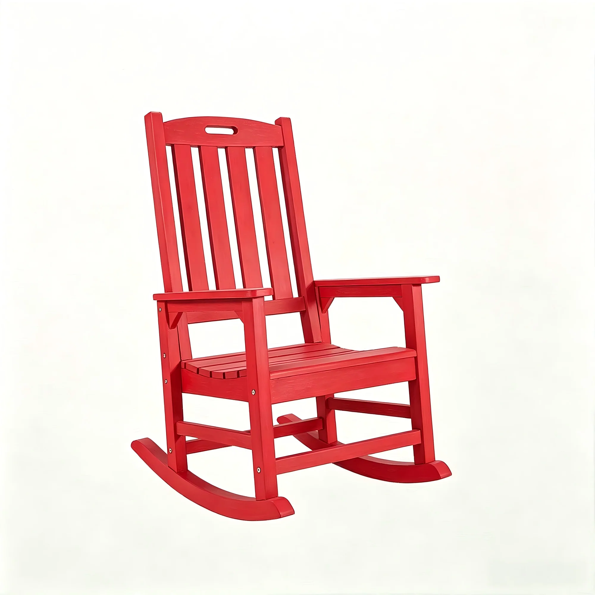 Oversized Outdoor Rocking Chair, HIPS Porch Rocker (Red) High Back Rocking Chairs for Adult, 350lbs Weight Capacity, All-Weather Patio Rocker for Garden Balcony