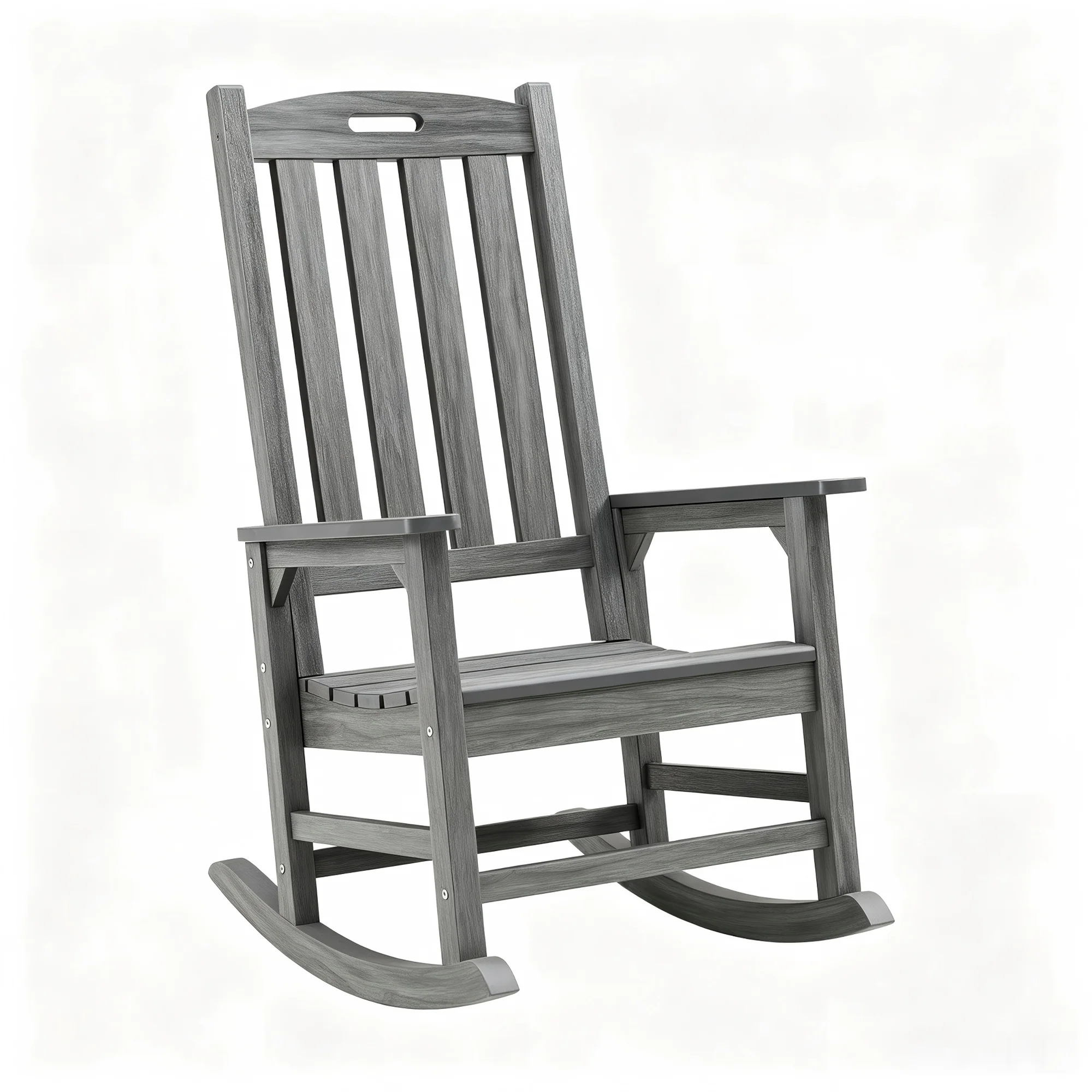 Oversized Outdoor Rocking Chair, HIPS Porch Rocker (Dark Gray) High Back Rocking Chairs for Adult, 350lbs Weight Capacity, All-Weather Patio Rocker for Garden Balcony