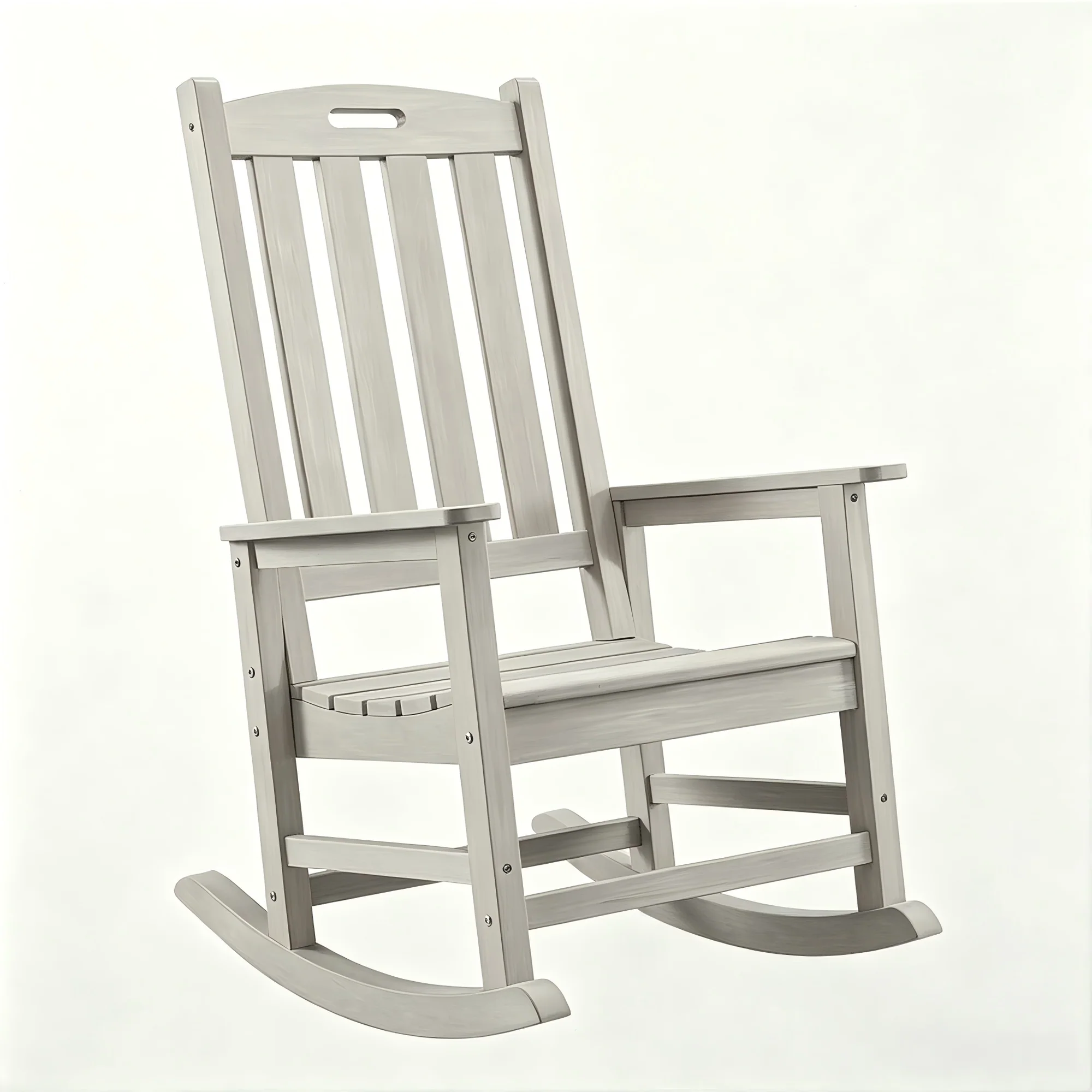 Oversized Outdoor Rocking Chair, HIPS Porch Rocker (Gray) High Back Rocking Chairs for Adult, 350lbs Weight Capacity, All-Weather Patio Rocker for Garden Balcony