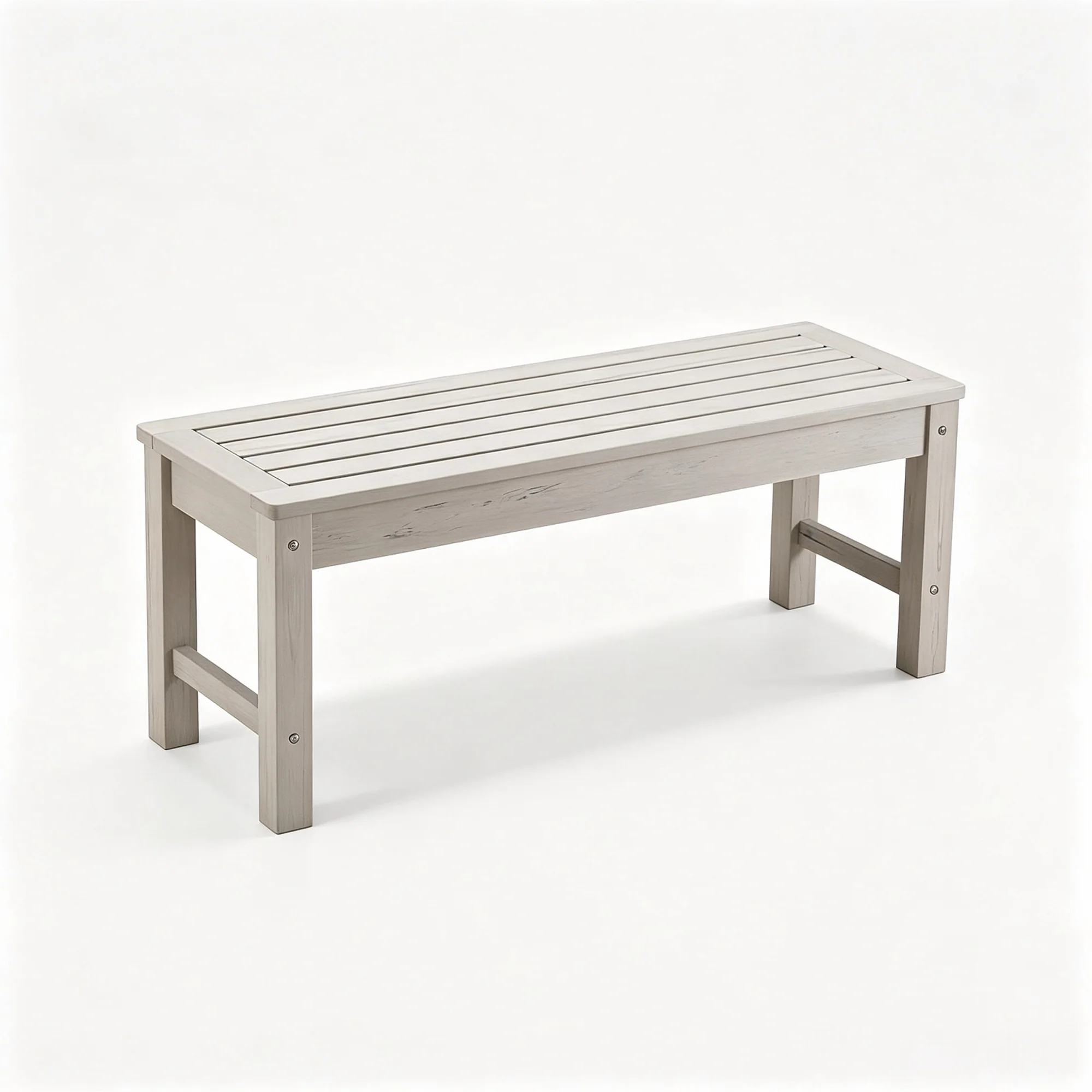 47" Backless HIPS Outdoor Bench for 2-Person, Gray All-Weather Garden Benches , 700 Lbs Weight Capacity, Poly Lumber Patio Furniture Bench for Porch, Park and Entryway