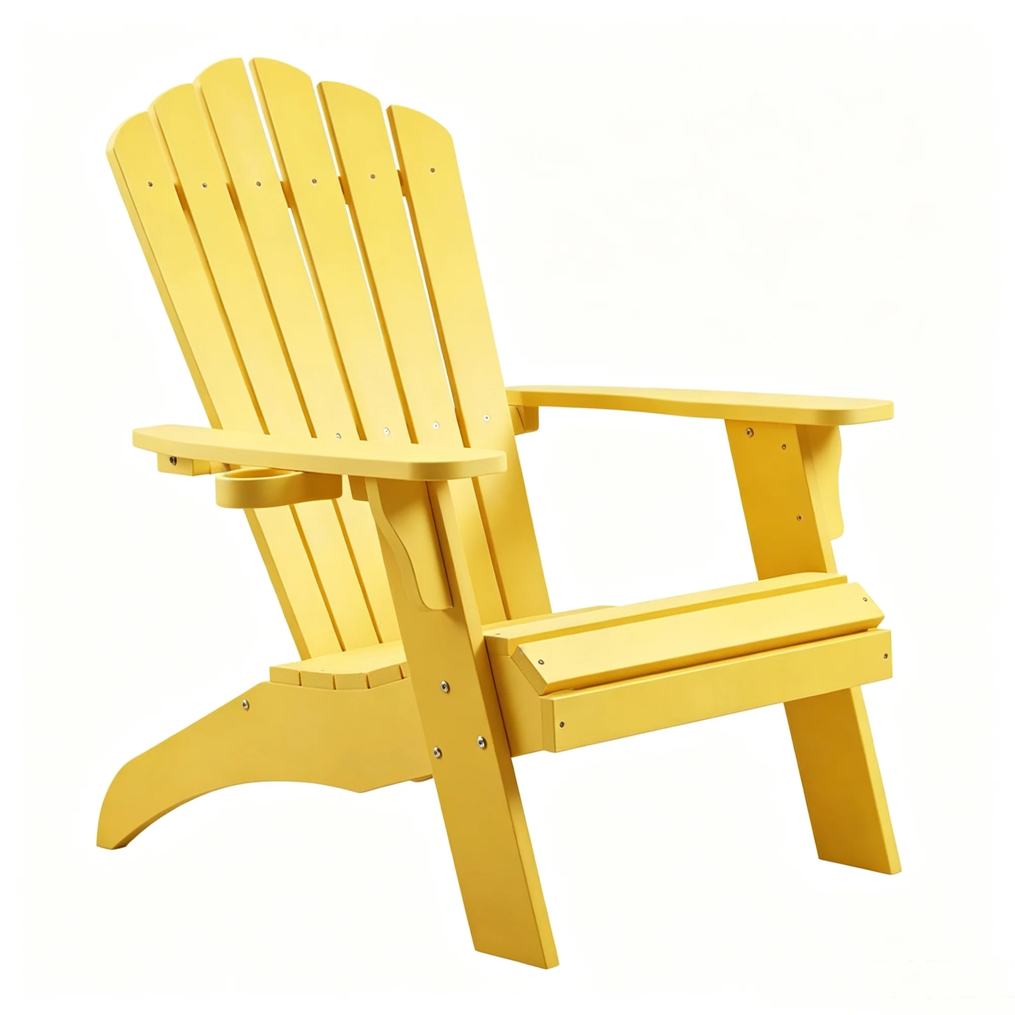 Oversized Adirondack Chairs with Cup Holder, Yellow Poly Lumber Patio Chairs,350Lbs Support, All Weather Patio Chairs for Fire Pit Deck Backyard Patio Outdoor Garden