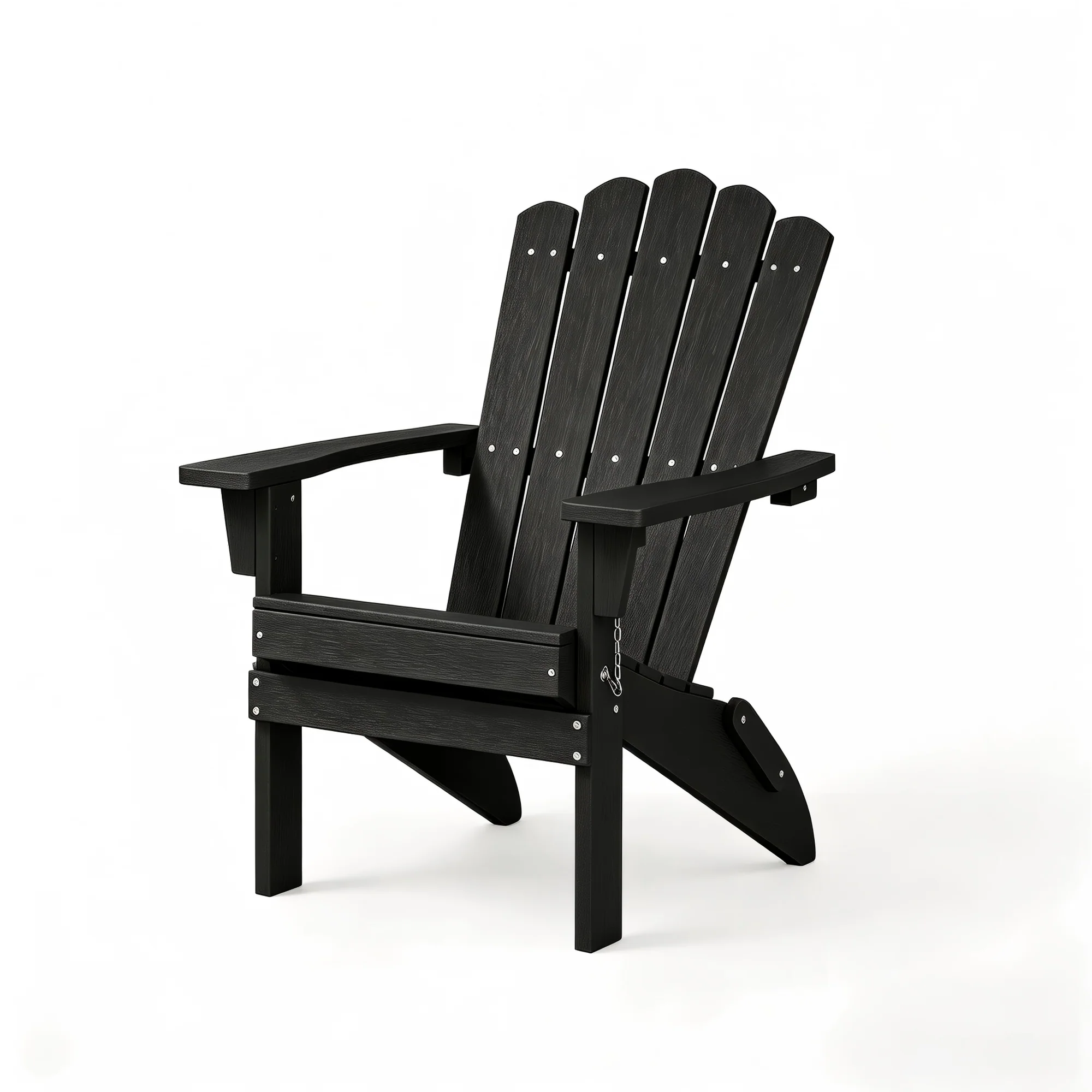Folding HDPE Adirondack Chair, Weather-Resistant Patio Chair with Wide Armrests & High Backrest, Fire Pit Chair for Garden, Backyard, Porch,Black